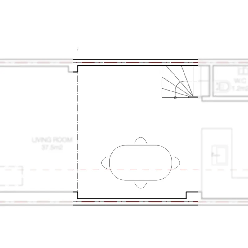 Current dining area (furniture drawn by myself)