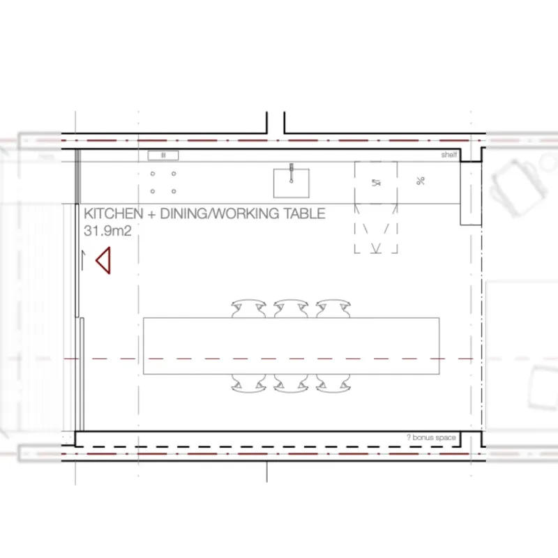 Living room → Living/dining room