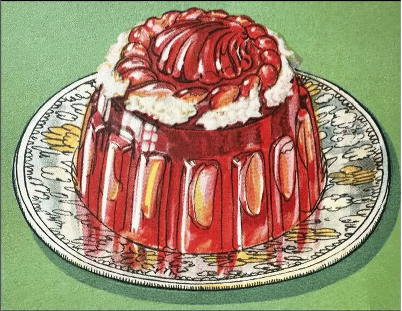 Cherry Almond Jell-O from “Quick Easy Jell-O Wonder Dishes”, 1930