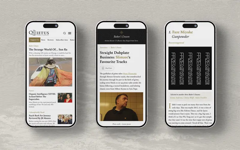 The revamped The Quietus, on mobile